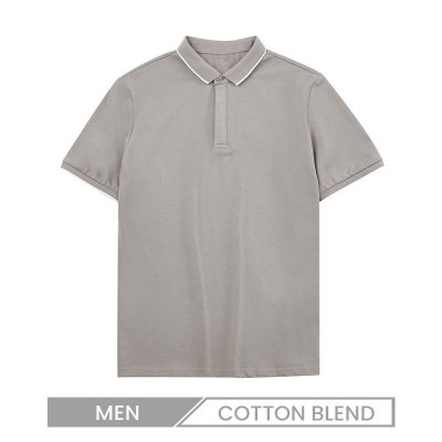 Men Simple Short-Sleeved Summer Stripe Contrast Lapel Polo Shirt Custom