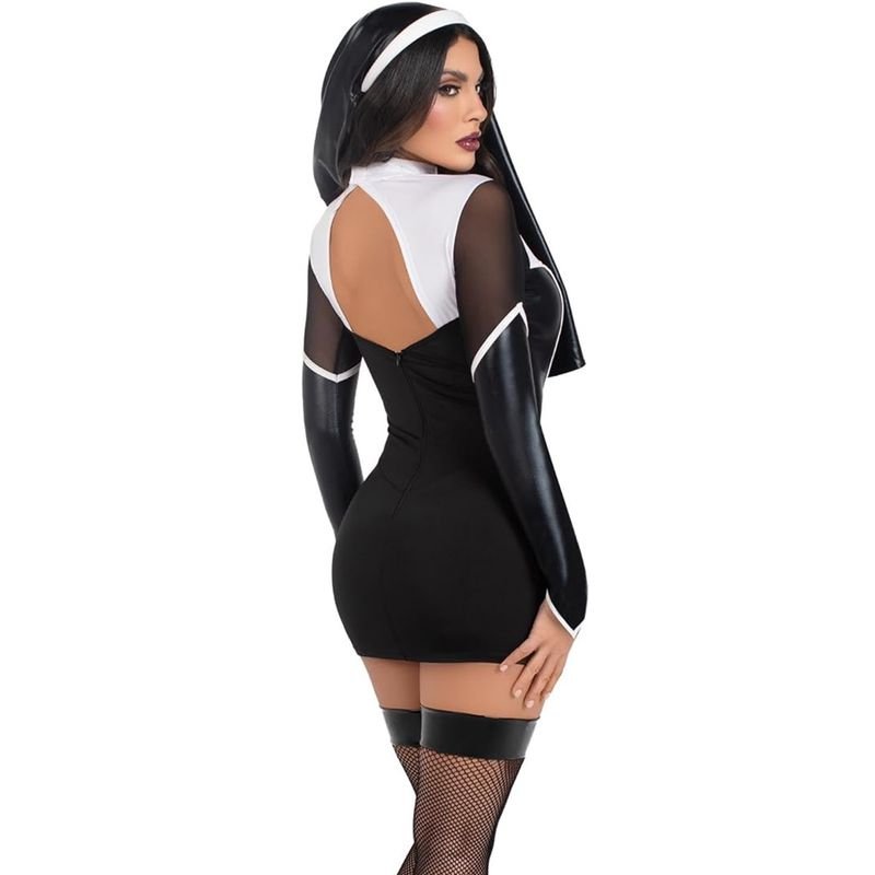 Women Fashion Sexy Halloween Nun Dress Cosplay Uniform Temptation Costume Set