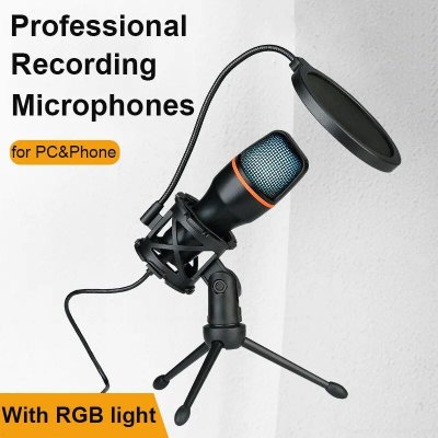 Portable Rgb Condenser Game Microphone Broadcasting Usb Gaming Laptop Desktop Pc For Podcasting Recording Live Streaming Mic