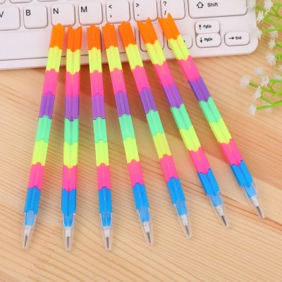 Simple Creative Multifunctional Bullet Block Changes 8 Rainbow Pencil 12-Bag