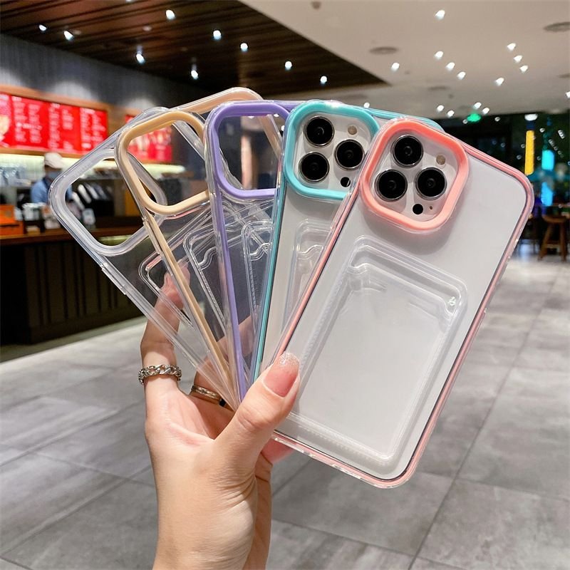 Simple Transparent Card Case Silicone Apple Phone Case