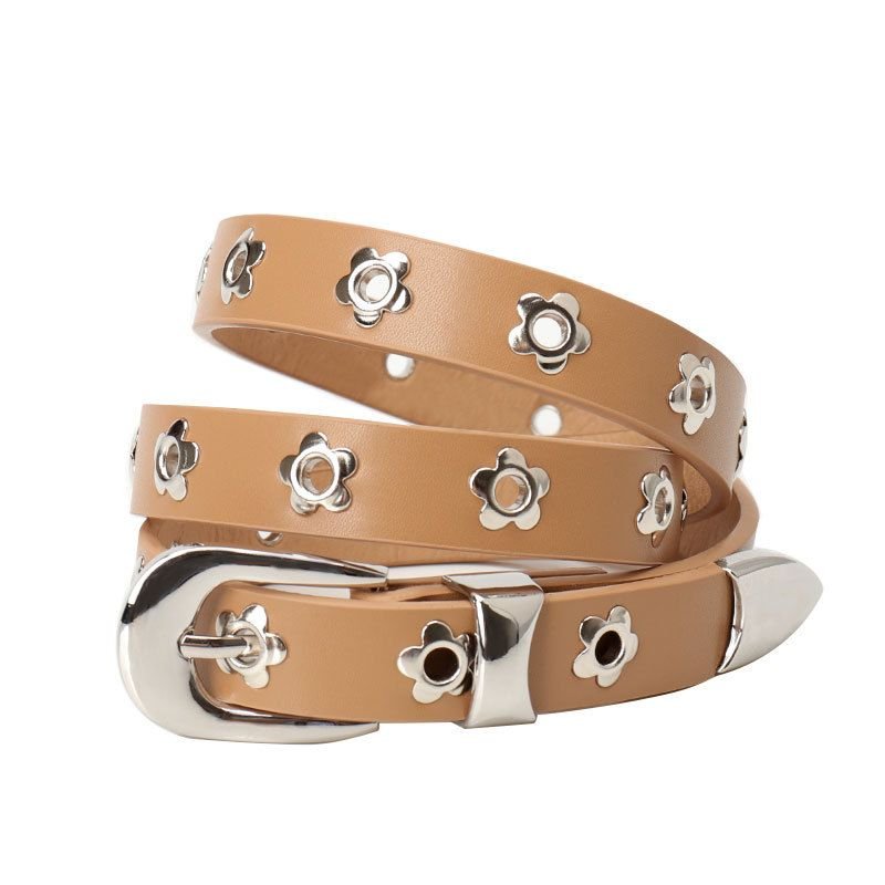 Women Simple Punk Floral Hole Belt