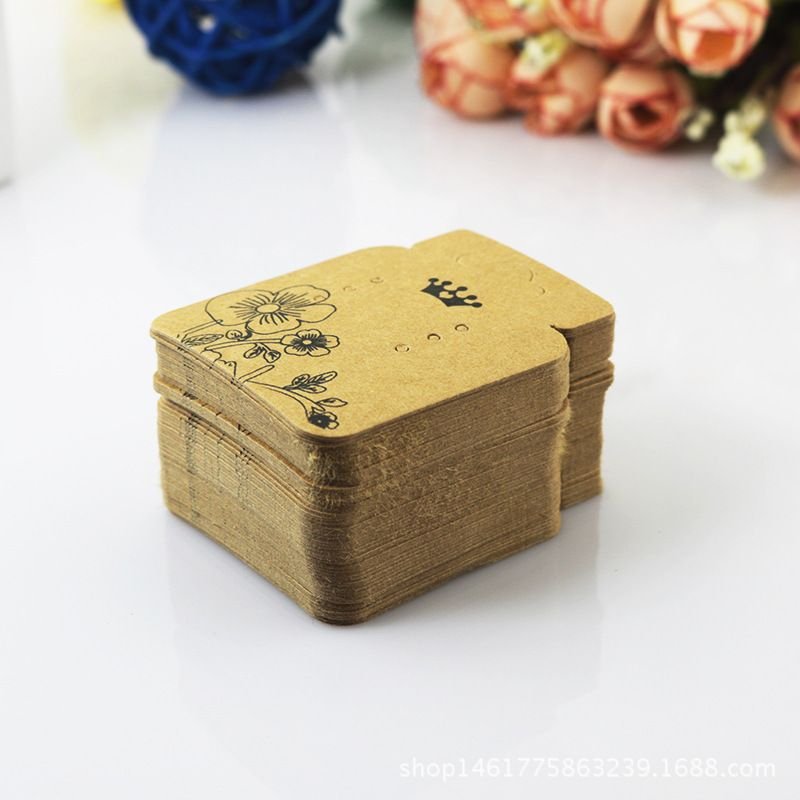 Retro Kraft Paper Printed Earrings Packaging 5.2*4.5cm Jewelry Card