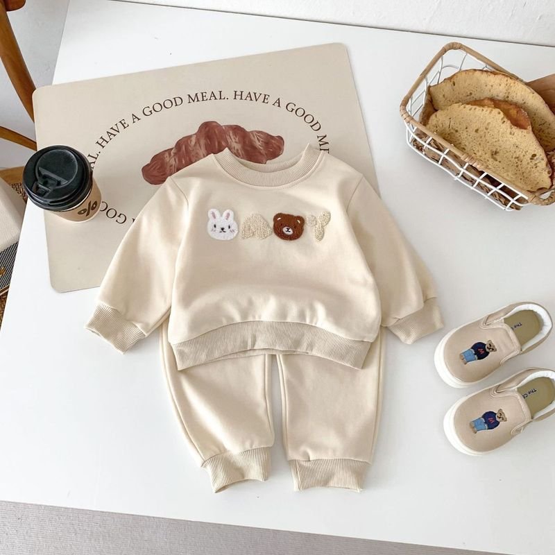 Kids Baby Boys Girls Casual Cute Cartoon Long Sleeve Sweatshirts Pants Sets