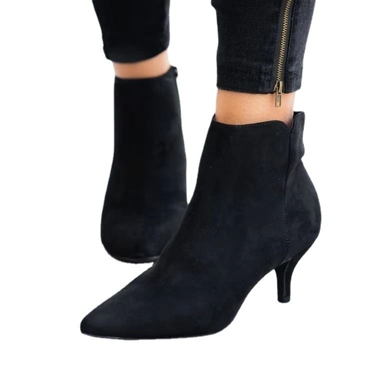 Women Fashion Leopard Snake Print Pointed Heel Ankle Boots