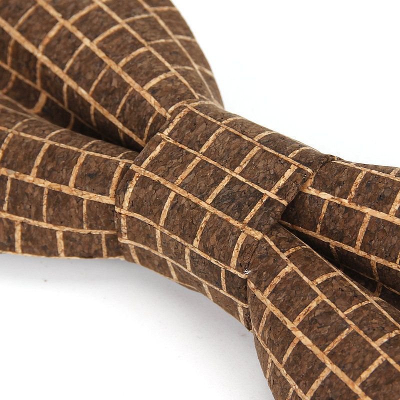 Men Retro Striped and Plaid Printed Cork Suit Bow Tie