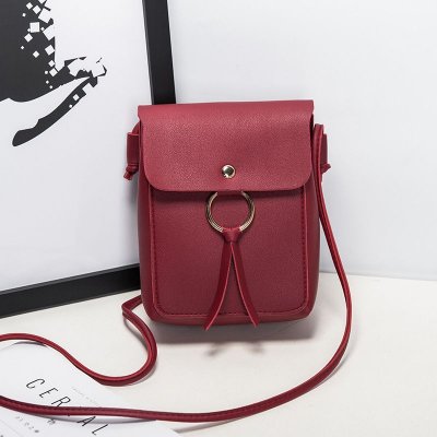 Women Fashionable Simple Solid Color Flap Magnetic Buckle Square Crossbody Bag