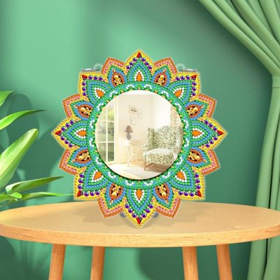 Creative Handmade DIY Diamond Painting Mandala Wind Chime With Makeup Mirror Can Be Placed And Hung Dual-Use