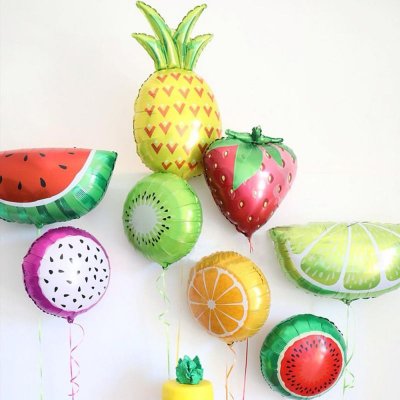 18 Inch Cartoon Watermelon Strawberry Fruit Shape Aluminum Film Balloon Summer Theme Party Venue Layout