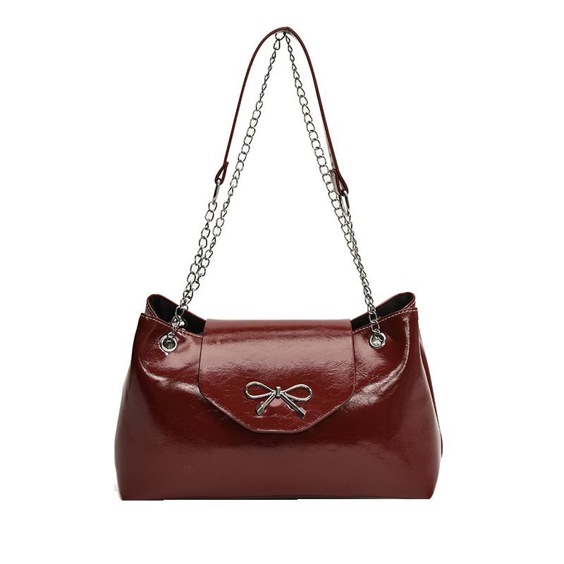 Women Elegant Solid Color Bow Shoulder Bag