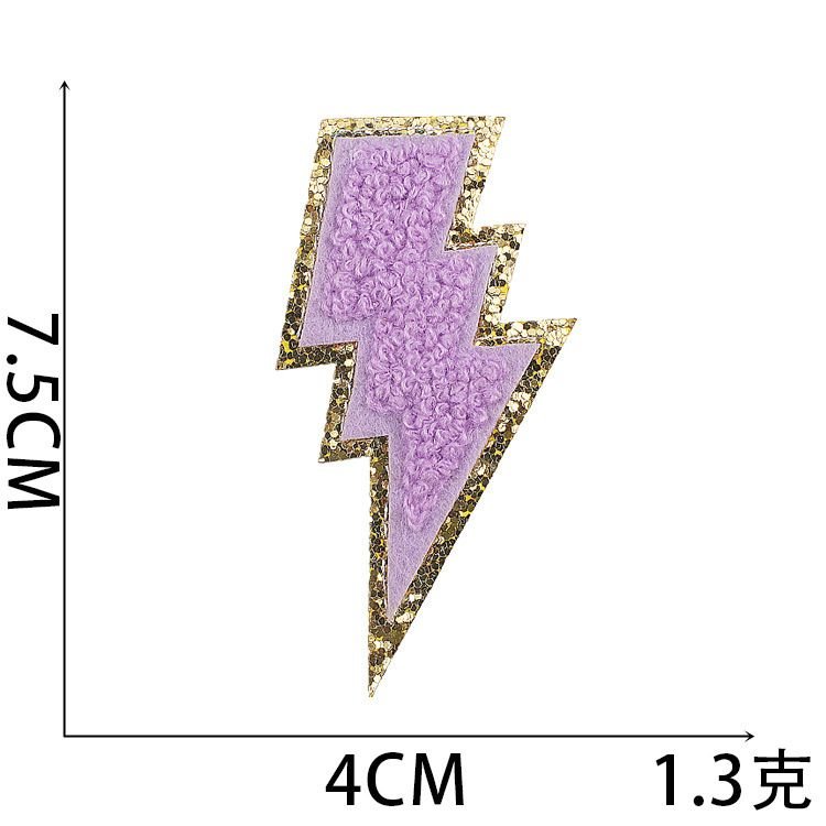 Fashion Lightning Love Rainbow Smiley Embroidered Cloth Sticker Hot-Melt Adhesive Chenille Patch