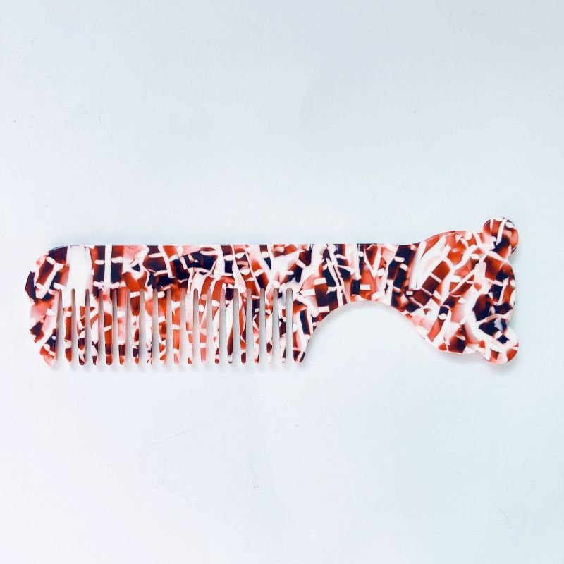 Women'S Simple Marble Pattern Anti-Static Portable Cartoon Handle Hairdressing Comb