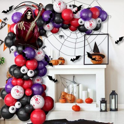 Halloween Balloon Chain Arch Set Blood Handprint Party Balloon Decoration