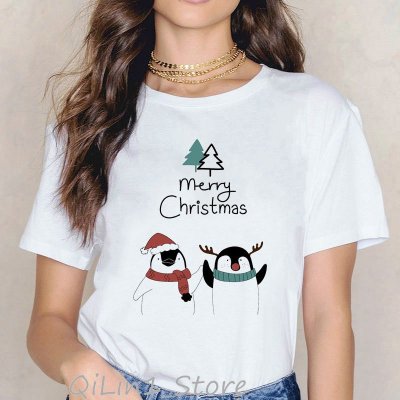 Merry Christmas Basic Women Short Sleeve Fashion Top T-Shirt