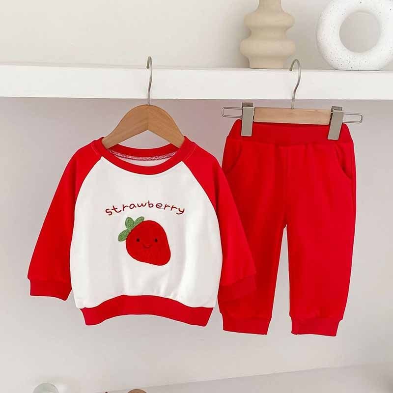 Kids Baby Boys Girls Casual Cute Cartoon Color Matching Long Sleeve Sweatshirts Trousers Sets