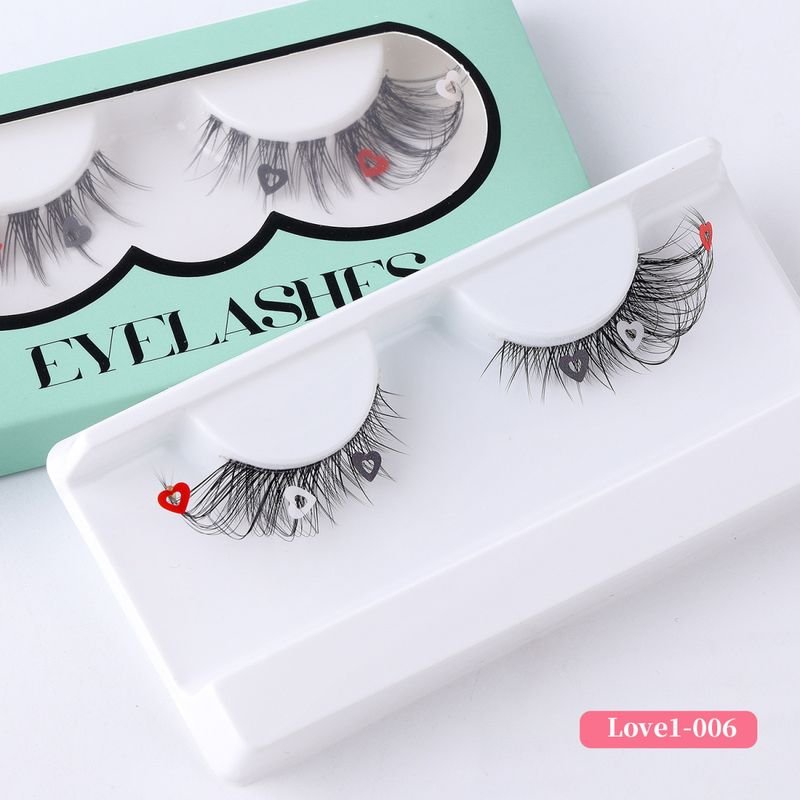 Women Natural Soft Transparent Pedicle Eye Tail Lined Multicolor Sequin False Eyelashes