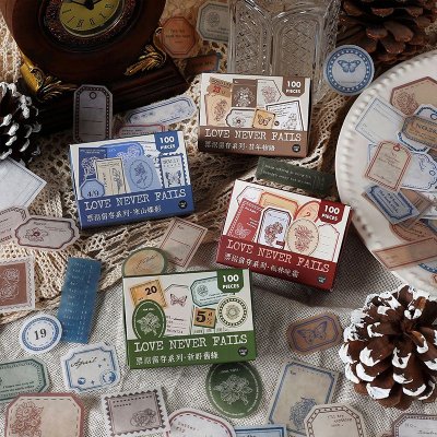 Retro Border Label Pocket Book Decoration Material Sticker