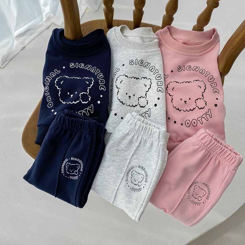 Kids Baby Boys Girls Casual Cute Cartoon Alphabet Print Long Sleeve Sweatshirts Trousers Sets