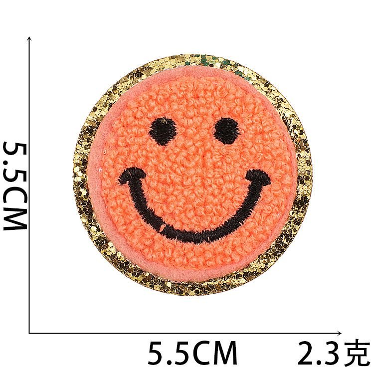 Fashion Lightning Love Rainbow Smiley Embroidered Cloth Sticker Hot-Melt Adhesive Chenille Patch