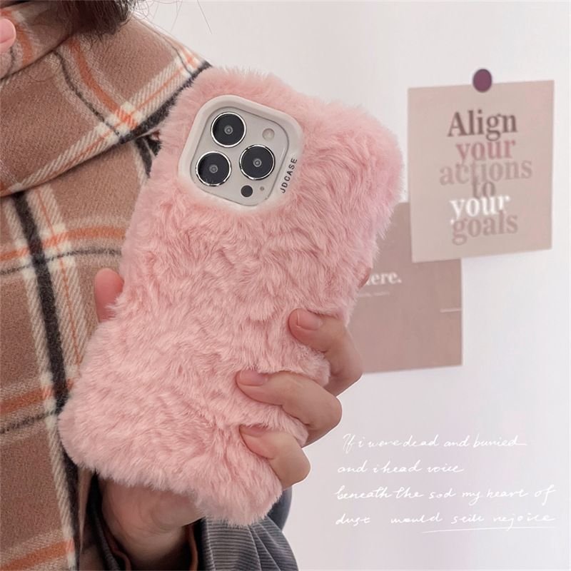 Winter Simple Plush Solid Color Apple 15 Iphone16 Phone Case