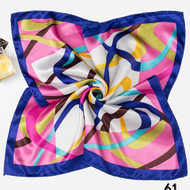 Women Simple Fashion Stripe Printed Square Silk Scarf