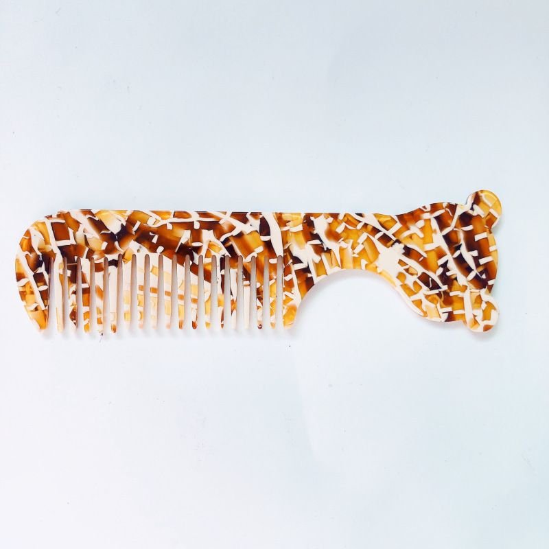 Women'S Simple Marble Pattern Anti-Static Portable Cartoon Handle Hairdressing Comb