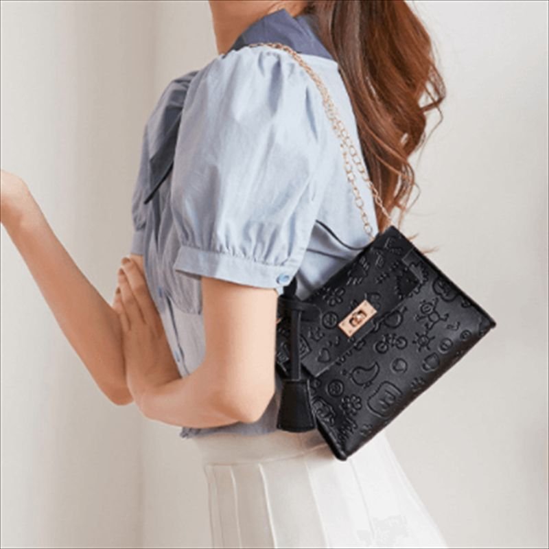 Women Sweet Solid Color Embossing PU Crossbody Bag