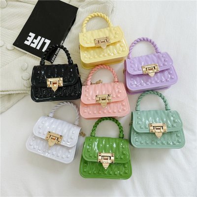 Women Fashion Solid Color Mini Lock Chain Crossbody Bag