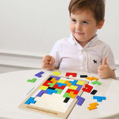 Child Wooden Tetris Puzzle Toy