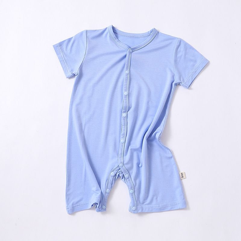 Kids Baby Boys Girls Casual Cute Solid Color Modal Short Sleeve Romper