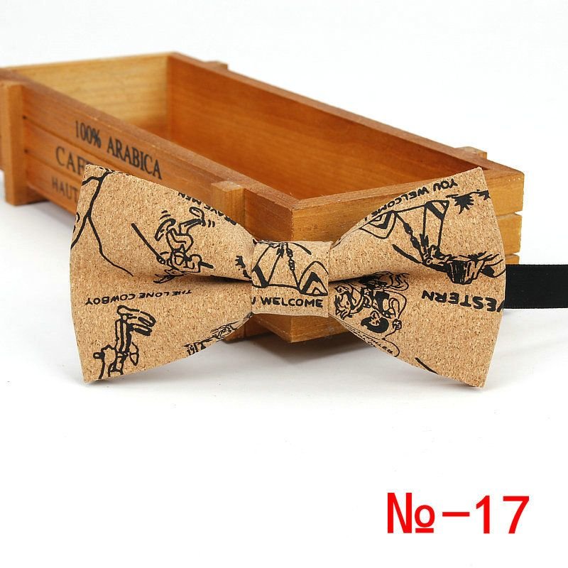 Men Retro Striped and Plaid Printed Cork Suit Bow Tie